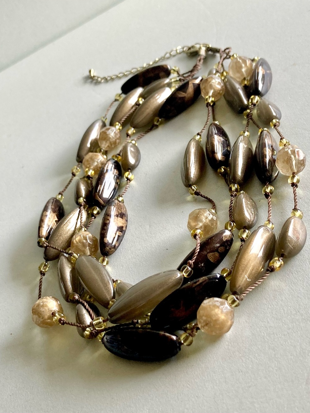 Multi-Strand Brown Bead Necklace Set with Earrings and Bracelet - Picture 3 of 8